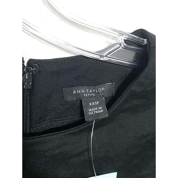 Ann Taylor Black Peplum Open Back Blouse Top Rayon Nylon Womens XXS Petite NWT - Picture 7 of 8
